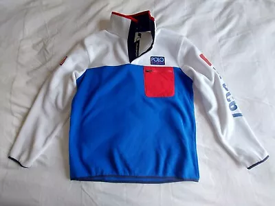 Polo Sport Ralph Lauren Fleece Mens White Blue Red Colour Block Size Medium BNWT • £69.95