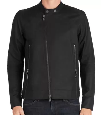J Brand Endako Matte Black Leather Moto Jacket Men's Sz Large MSRP $998 • $698