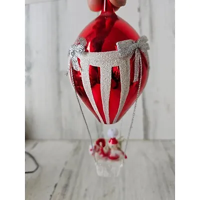 De Carlini Hot Air Balloon Santa Italian Ornament Vintage RARE Xmas Tree • $248.18