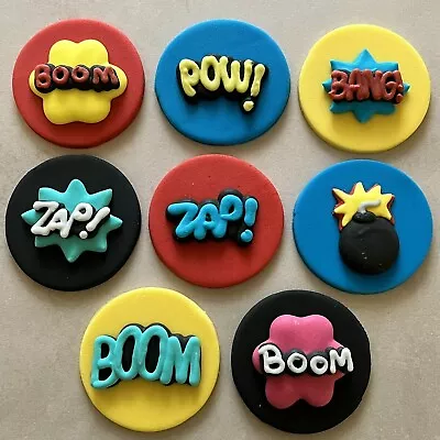 8 Mixed Super Hero Cupcake Toppers  Birthday Party Decorations Plaques • £9.95