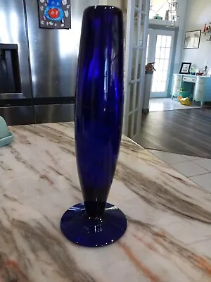 Vintage Vetro Di Murano Glass Vase 11  Cobalt Blue HandBlown • $9.25