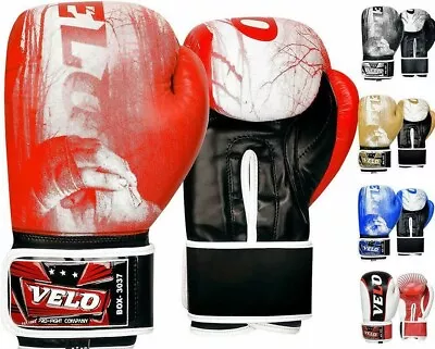 Velo Unisex DX Leather Boxing Gloves For Training Gym Muay Thai MMA • £21.99