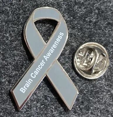 *NEW* Brain Cancer / Tumour Awareness Grey Ribbon Enamel Badge / Brooch. Charity • £3.99