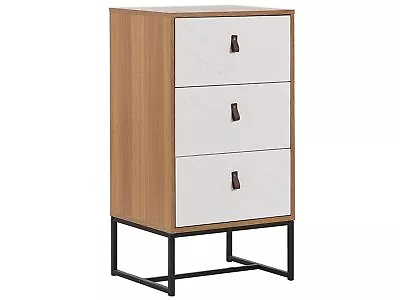 Modern Chest Of Drawers Storage Cabinet Metal Legs Light Wood With White Nueva • £99.99