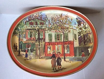 Vtg Large 1883-1955 Sunshine Biscuits Oval Tin Box  Petit Cafe  Maurice Utrillo • $25