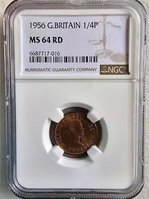 Great Britain 1/4 Penny 1956 NGC MS 64 RD • $60