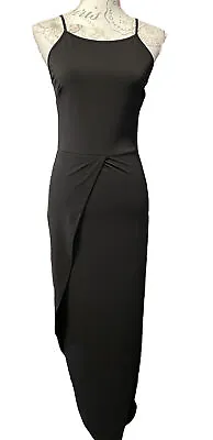 Wal G NWT M 34-36”Black Maxi Dress Wrap Look Sleek Stretch Bodycon RP £30 • £10