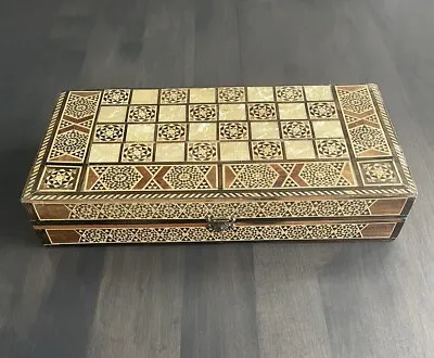 Vintage Syrian Inlaid Marquetry Backgammon Chess Board Box Mother Of Pearl • $80