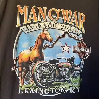 Vintage Man O' War HARLEY DAVIDSON Lexington KY Motorcycle T-Shirt USA 2XL • $69