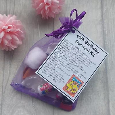 40th Birthday Survival Kit Gift  Novelty 40th Gift Fun 40th Gift 40th Gift Bag • £6.95