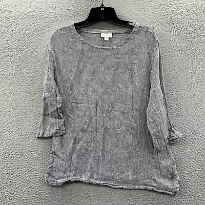 J Jill Blouse Womens Small Top 3/4 Sleeve Linen Sheer Gray • $12.95
