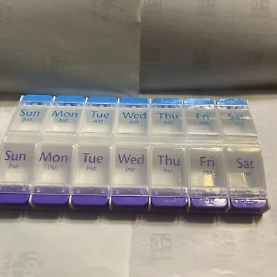 7 DAY WEEKLY PILL PLANNER ORGANIZER Meds Vitamin AM/PM Box XL Case Push Button • $5