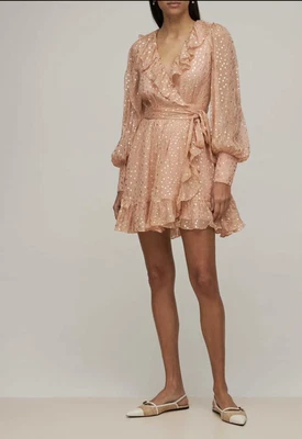 $280 • Buy Zimmermann Lurex Wrap Mini Dress 3 New