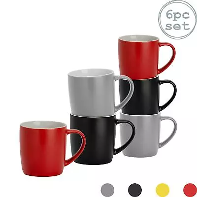 6pc Matt Tea Coffee Mug Set Porcelain Cappuccino Latte Mugs 340ml • £18