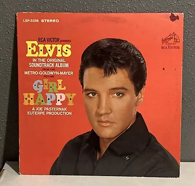 Elvis Presley Girl Happy LP 1965 Stereo RCA LSP-3338 Black Label • $6.99