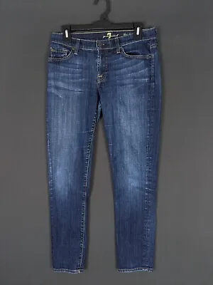 7 For All Mankind Jeans Women 28 Slim Cigarette Blue Denim Stretch Made In USA • $14.46