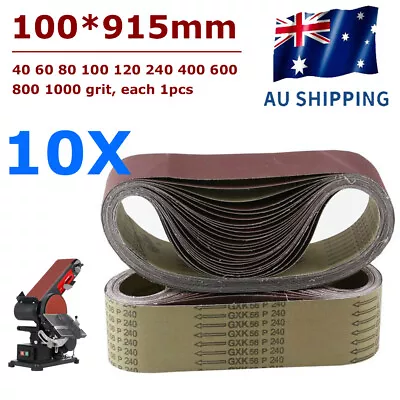 10X Sanding Belts Belt Sander 4 X36  Heavy Duty Cloth Backed 100mm X 914mm 915mm • $24.95