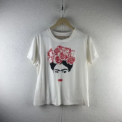 Jerry Leigh L L Frida Kahlo Mexican Artist Red Roses Lips Signature Graphic Tee • $28