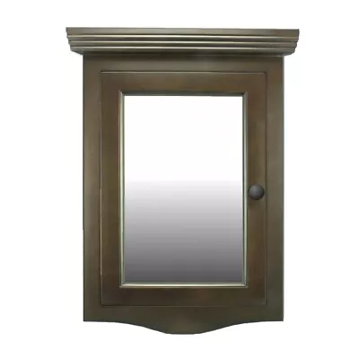 Dark Oak Wall Mount Bathroom Medicine Cabinet Corner With Mirror • $224.99