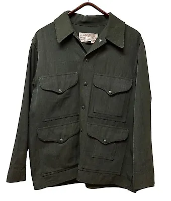 Vintage Filson Mackinaw Cruiser Whipcord Jacket Green Virgin Wool Size 42 • $210