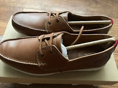 £34.95 • Buy Clarks Mens Karlock Step Deck Shoes Size UK 8  Tan Leather