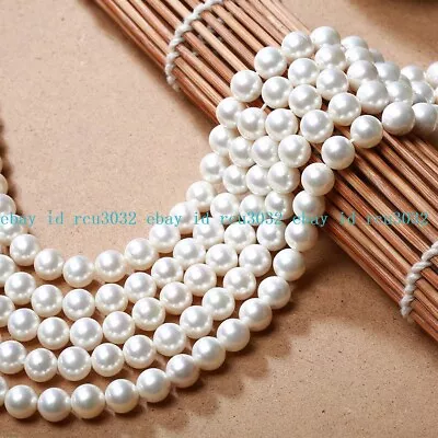 Genuine 6/8/10mm White South Sea Shell Pearl Round Loose Beads 15'' • $2.99