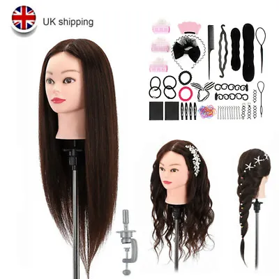 £30.99 • Buy 22'' 100% Real Hair Hairdressing Salon Training Head Practice + Table Clamp UK