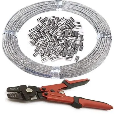 304 Stainless Steel Cable Wire Rope 1 16 X 164Ft Cutter And Crimping Tool • $42.69