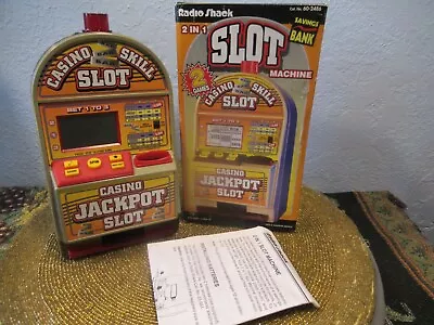 Vintage 1995 Radio Shack 2 In 1 Slot Machine & Savings Bank  W/ Box & Manual  • $31.95