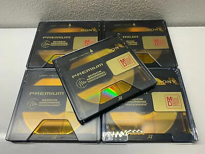 5 Sony Gold Minidiscs 74 Minutes + Case MD Premium Minidisk VGC • £10