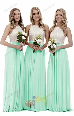 £53.90 • Buy Long Formal Chiffon Lace Party Ball Evening Gown Prom Bridesmaid Dresses Plus 