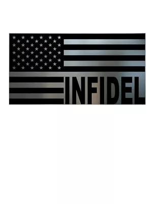 INFIDEL USA FLAG AMERICAN Car Vinyl Window Decal/Sticker BLACK/CHROME SILVER • $3.75