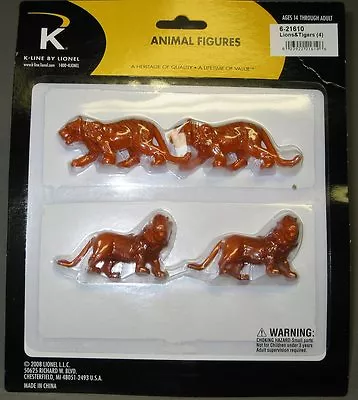 K-Line By  LIONEL CIRCUS ANIMALS LIONS TIGERS O Gauge Zoo Figures Train 6-21610 • $13.84