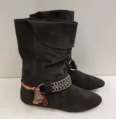 NEW‼️ISABEL MARANT X H&M⚡Chain Harness Strap Suede Slouch Booties Size 37EU/7US • $249.99