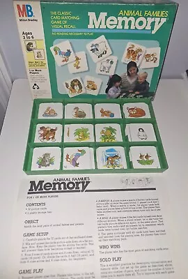 Vintage 1980 Milton Bradley Animal Families Memory Card Matching Game - Complete • $27