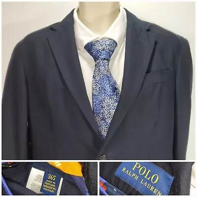 Polo Ralph Lauren Jacket Blazer Navy Blue 2 Button UK Size 36S • £39.95