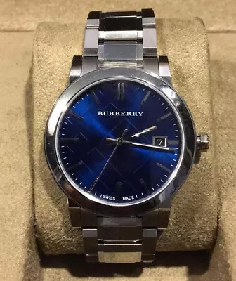 $140 • Buy Burberry Mens Blue Silver Watch. Authentic BU9031.