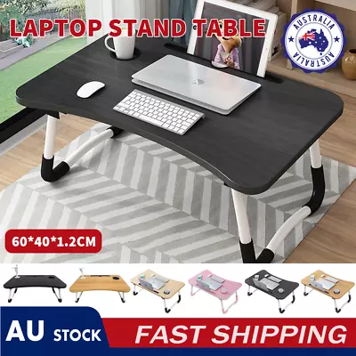 Laptop Stand Table Foldable Desk Computer Study Bed Adjustable Cup Slot Tray • $16.99