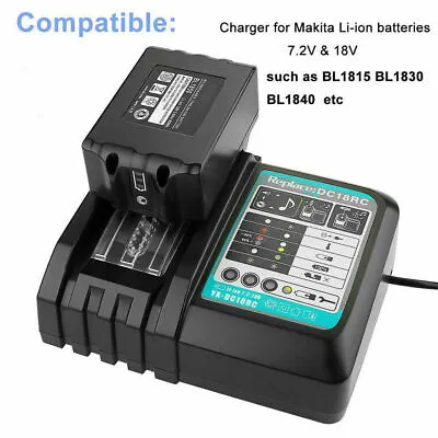 DC18RC For Makita 14.4V-18V Li-Ion Fast Battery Charger BL1860 BL1850 BL1840 • £18.49