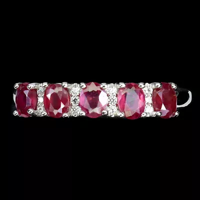 Heated Oval Ruby 4x3mm Simulated Cz Gemstone 925 Sterling Silver Jewelry Ring 9 • $4.25