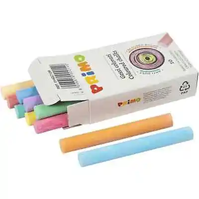 10 Coloured Chalkboard Chalk Dustless Sticks Quality Blackboard Tool Pieces Box • £4.89