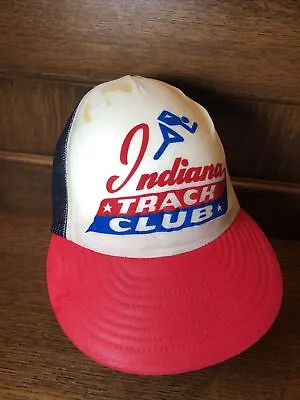 Vintage Indiana Track Club Member Hat Red White Running Walk University • $12.99