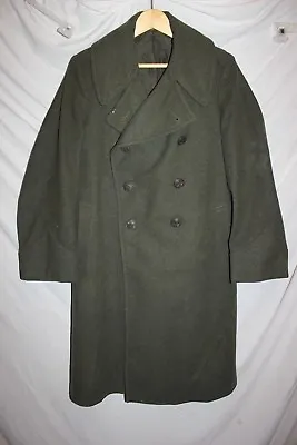 Vintage WW2 US Military Issue Uniform Trench Coat Wool Jacket USMC  J10 • $64.95