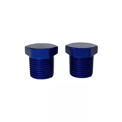 2 Pieces 1/2” NPT Male Aluminum Hex Head Pipe Block Off Plug Fitting Blue • $9.99