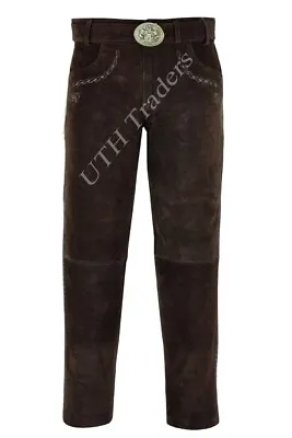 AUTHENTIC Suede Leather Pants/German Bavarian Lederhosen Oktoberfest Men's Pants • $105