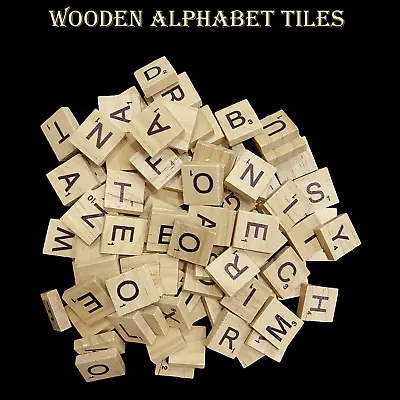 TILES Wooden Blocks Black Letters Numbers For Crafts A-Z Capital Alphabets Wood • $5.72