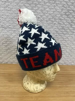 Winter Olympics Team Apparel USA  Cuffed Knit Beanie Hat With Pom Stars • $12.99