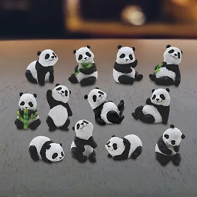 12-Piece Cute Panda 2.25 H Mini Panda Figurine Set Room Decor • $62.58