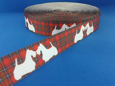 Scottish Terrier Tartan Design Grosgrain Craft/cake/hair Ribbon @ MrsMario's • £1.69