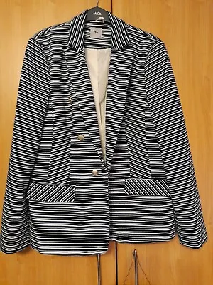 L@@k Tu Size 18 Nautical Bretton Sailor Striped Blazer Jacket 44  Bust • £26.99